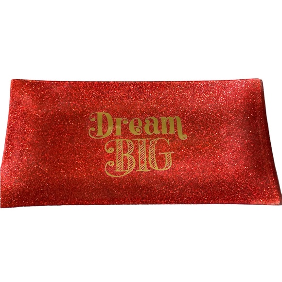 Bath & Body Works Other - Bath & Body Works “Dream Big” glass tray in red glitter